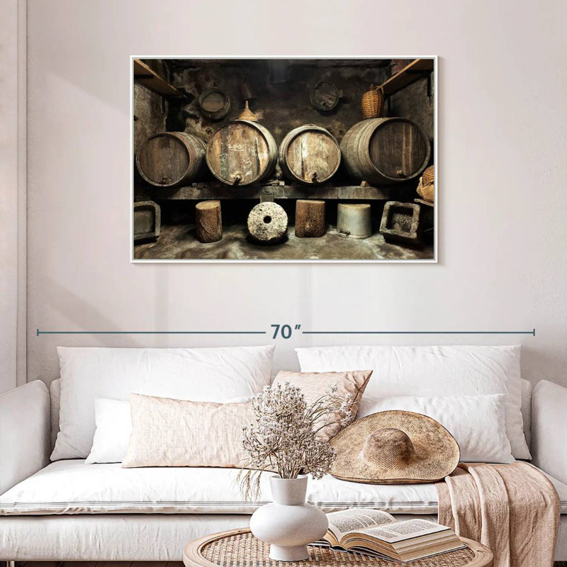 Vieille cave à vin, Cadre flottant blanc, 43 po x 29 po