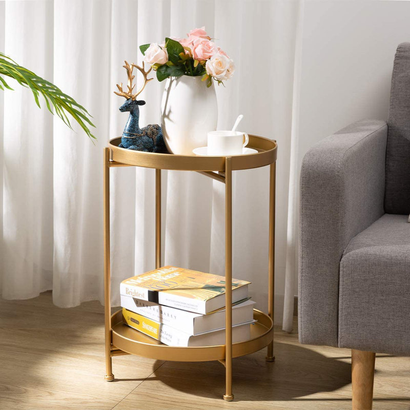 Bunow End Table, Gold, Gold