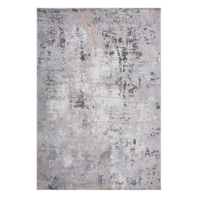 Abstract Doormat Rug, 2X3, Grey/Multi