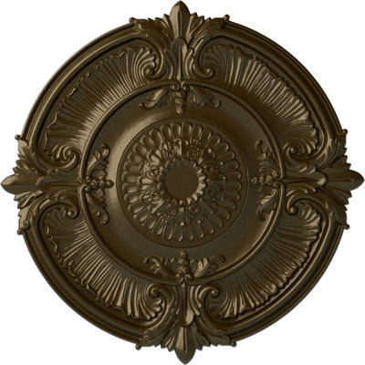 Endurathane Attica Acanthus Leaf Ceiling Medallion, 53 1/2"OD x 3 1/2"P (Fits Canopies up to 4 5/8"), Hand-Painted Brass Finish