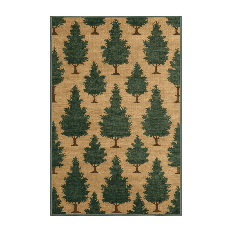 Tapis vert botanique lavable à la machine, Rectangle 2 pi x 3 pi