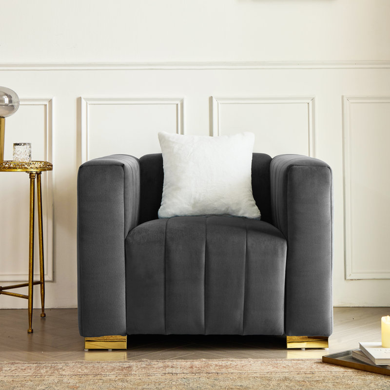 Fauteuil d'appoint 35,4 po, Doré, Gris