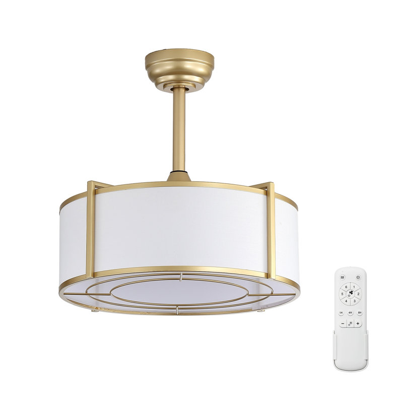 Ventilateur de plafond doré de 20 pouces avec lumière - moteur réversible à courant continu, télécommande incluse, homologué ETL