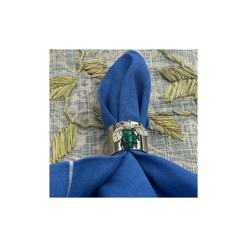 Silver trim dinner napkins, Bright Blue