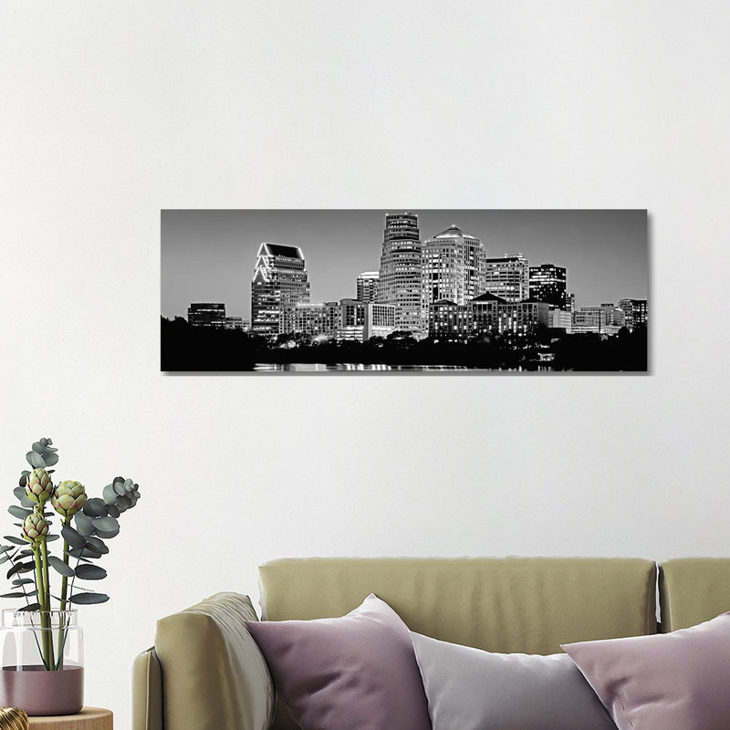 USA, Texas, Austin, a City Skyline 1 Piece Wrapped Canvas Panoramic Wall Art, 121.92 cm H x 40.64 cm W x 3.175 cm D