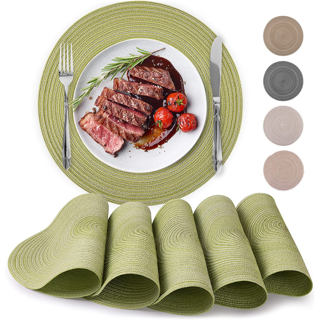 Zulay Kitchen 15 Inch Braided Round Placemats For Dining Table Set Of 6 Zulay Kitchen 