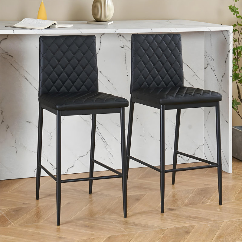 Upholstered Counter Stool with Metal Frame