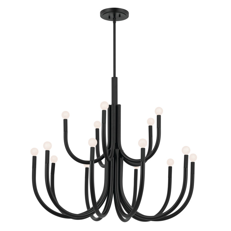 Lustre à niveaux 15 lumières Ashyla, Noir
