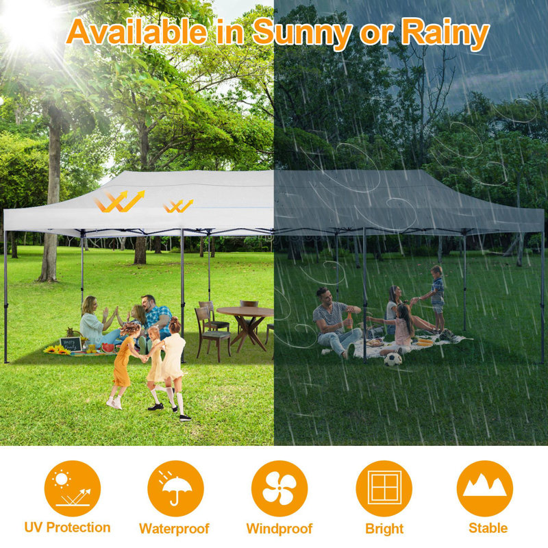 10x30 FT Pop up Heavy Duty Canopy, White