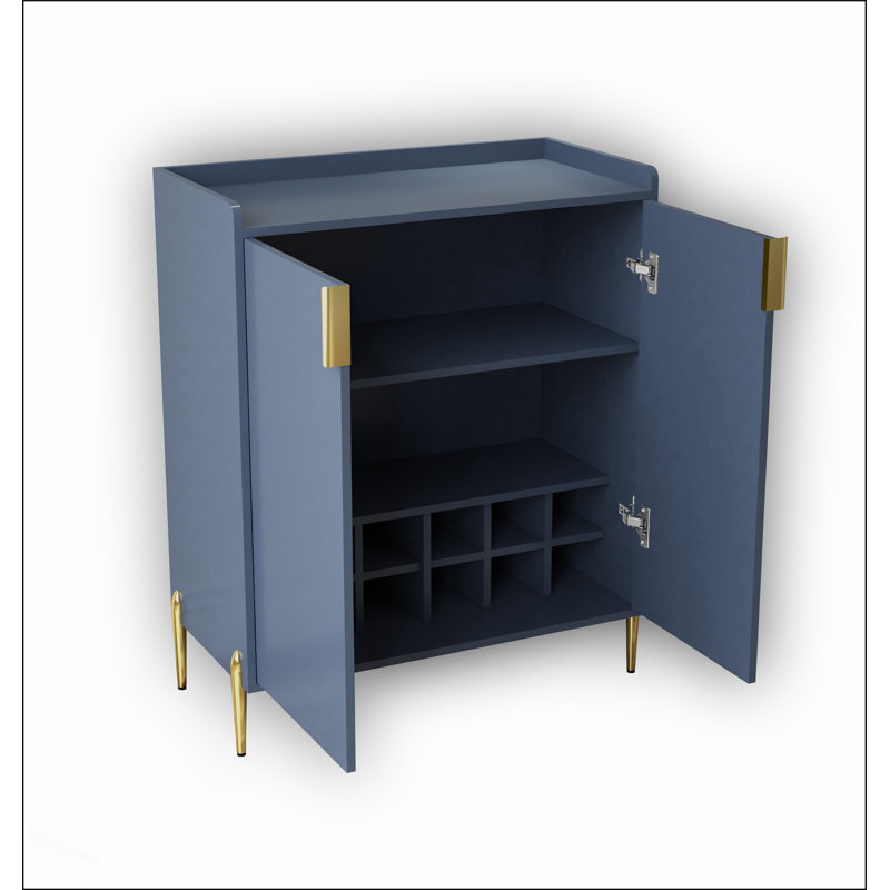 Armoire à vin 2 portes avec support à vin et tablette réglable, charnières à fermeture douce, buffet de salle à manger moderne