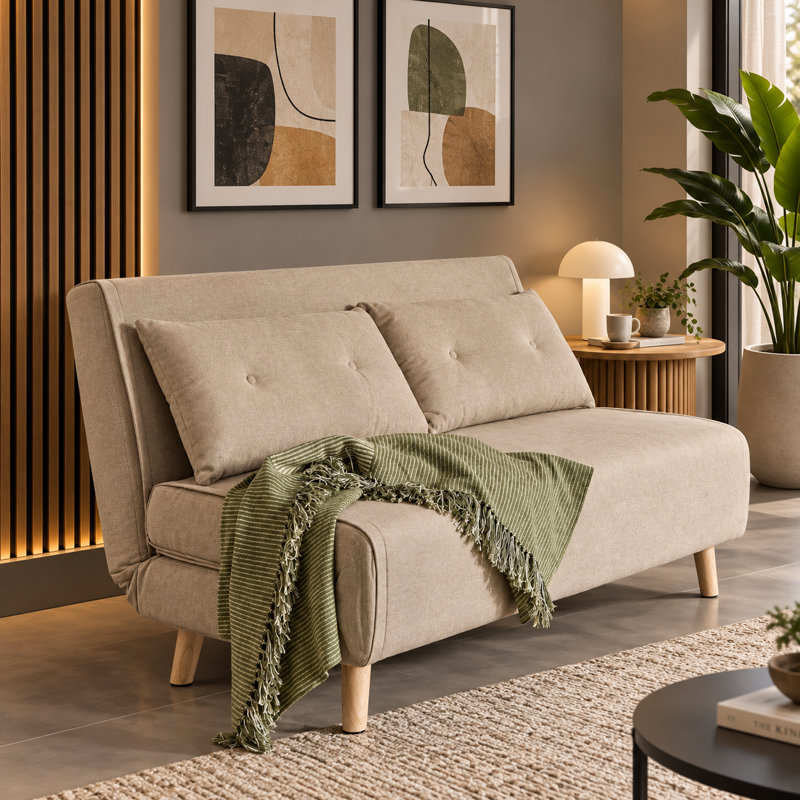 Linen Sofa Bed, 2-Seater