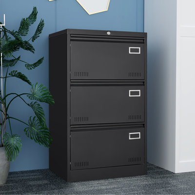 Classeur vertical en métal 40 po pour bureau et maison avec serrure et 3 tiroirs