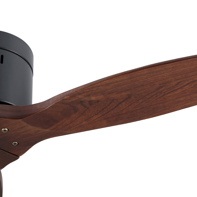 52" yuhao farmhouse rustic ceiling fan without light - matte black with solid wood blade