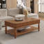 Table basse à plateau relevable avec cadre de rangement en bois massif-66499807-66499794