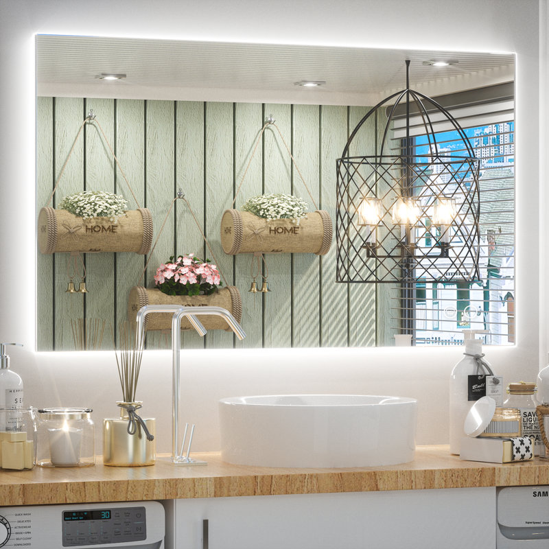 Chrisna LED Backlit Frameless Lighted Bathroom Vanity Mirror Wall Mirror 3 Color Adjust Dimmable Anti Fog, 24" x 40"