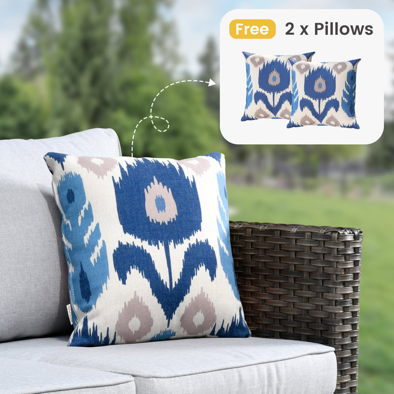 Allcot 5 - Person Patio Conversation Sets with Cushions, Grey