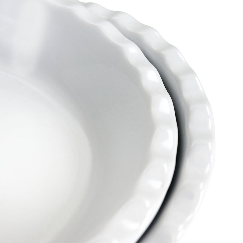 Ensemble de 2 assiettes à tarte en grès blanc 9 pièces Martha Stewart