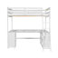 Lit mezzanine double blanc avec bureau en forme de U et compartiments de rangement adéquats - Bureau en bois pour la chambre à coucher, tablettes multiples-2063771236-2063771237