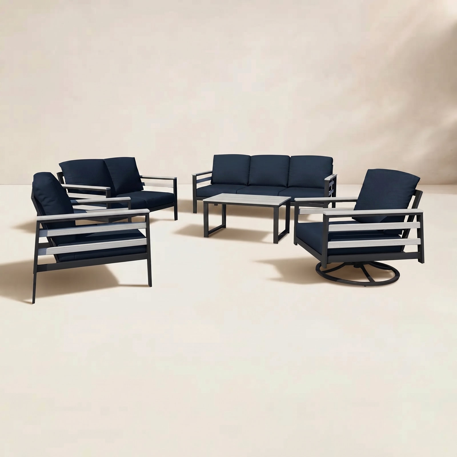 Townsend 7 - Person Patio Conversation Set with Sunbrella® Cushions, Canvas Navy Sunbrella® Canvas