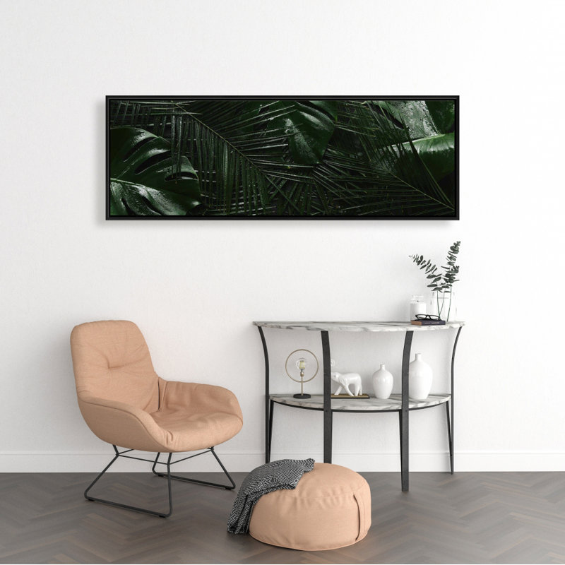Toile jungle tropicale | Décoration murale feuilles exotiques vertes, H 49,25 po x l 17,25 po