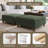 Upholstered Green Square Corduroy Ottoman with Solid Wood Legs, Ottoman Modular Part For Sectional Sofa-1619641492