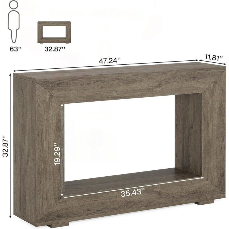 Console Modern Farmhouse avec grain de bois rustique, Gris, Gris, Gris