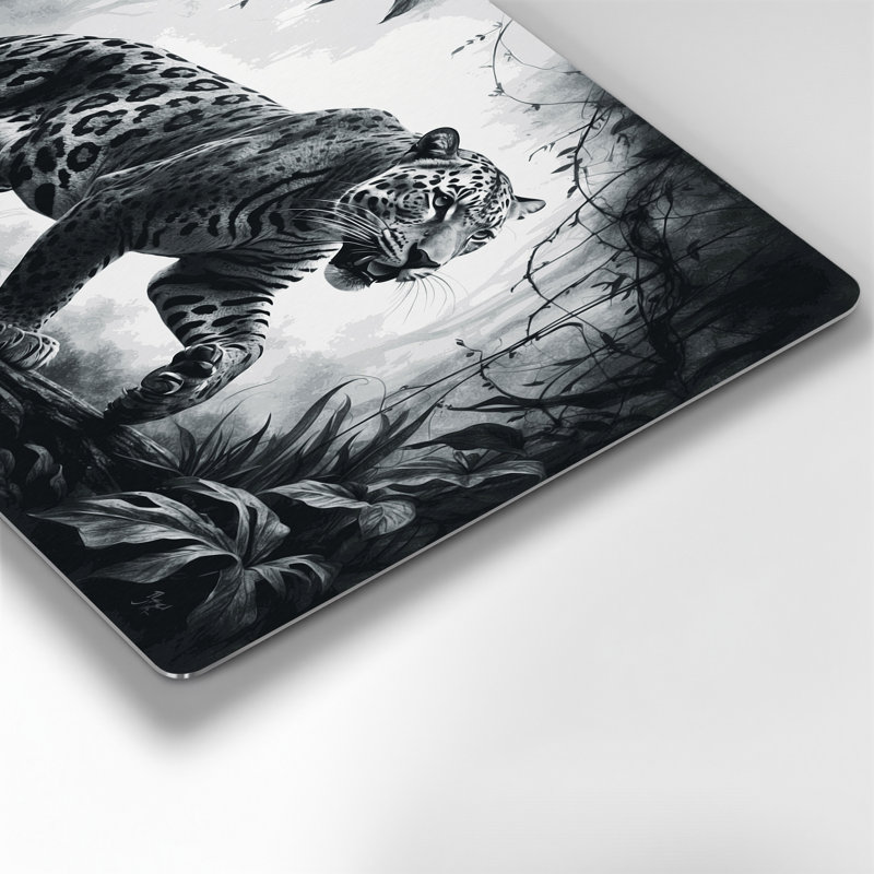 Art mural en métal noir Wildlife Jaguar, H 12 po x l 18 po