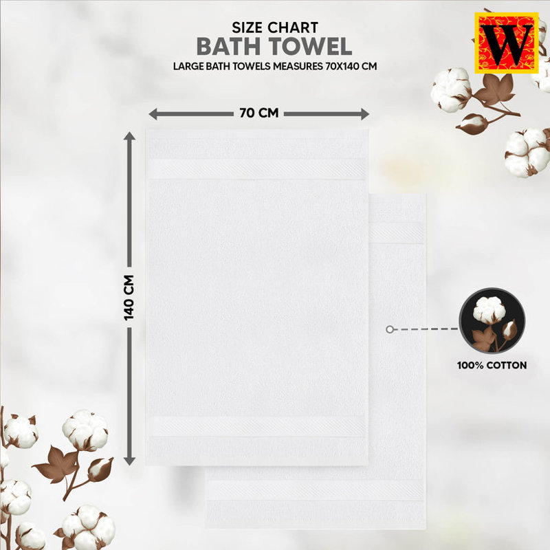 Maryori Cotton Bath Towels 70x140, White