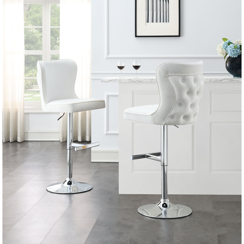 Tabouret de bar en velours, Blanc