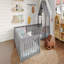 Lit simple, plancher de maison, plancher double avec porte et garde-corps pleine longueur, multifonction, gris-1576467216
