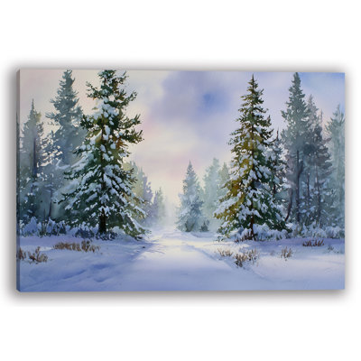 «Blue Hills Winter Birches», art mural sur toile tendue