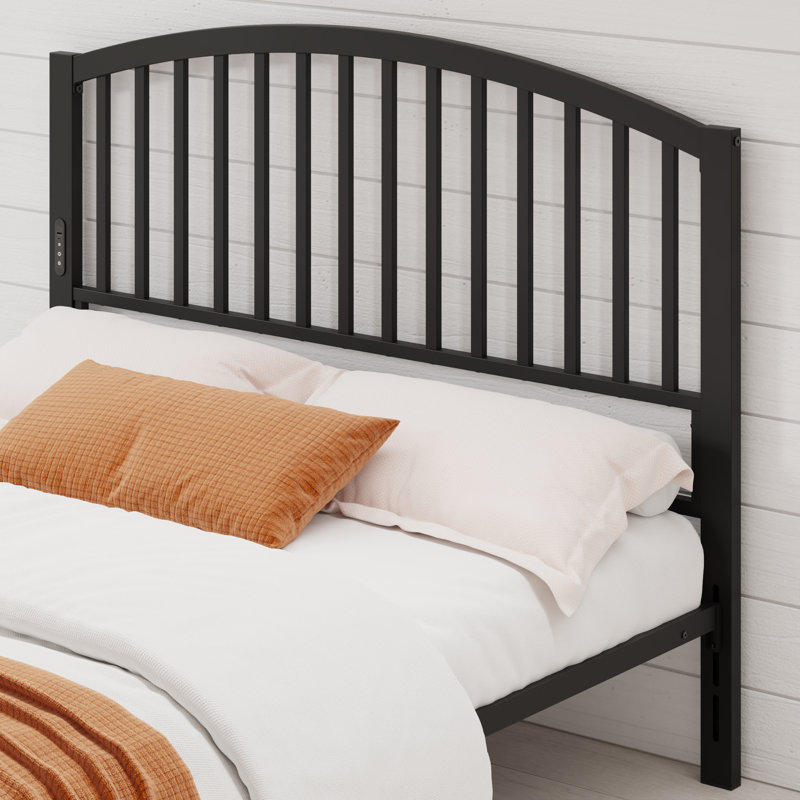 Farmhouse Arched Slat Metal Headboard, Queen, Black 