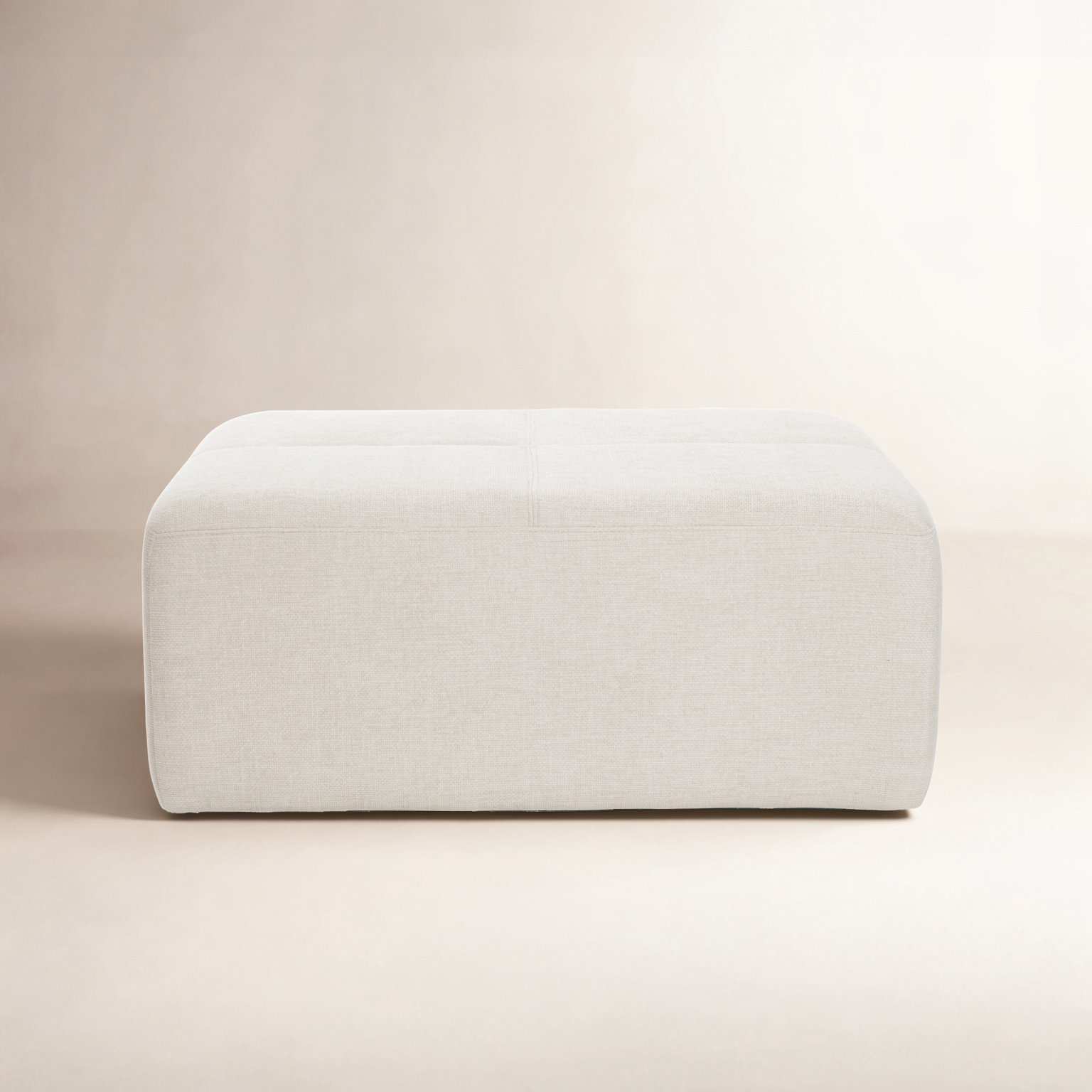 Hartwell 34" Ottoman, Eggshell Linen-Blend