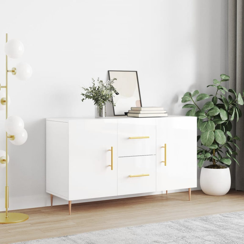 Margelene 100 Wide 2 Drawer, High Gloss White
