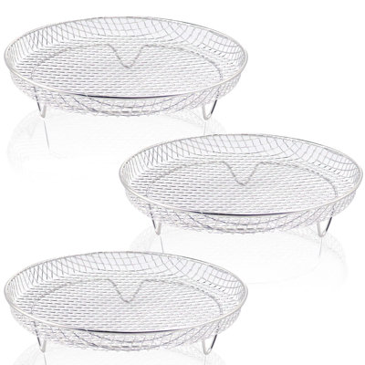 8 Inch Air Fryer Racks, Air Fryer Universal Accessories, Baking Rack,Round Stackable Grill, Fit All 4.2QT - 5.8QT Air Fryer,Oven, 3 Pack