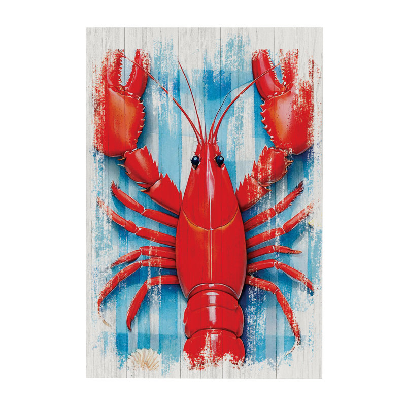 Coastal Wooden Wall Art Lobster 16x24"