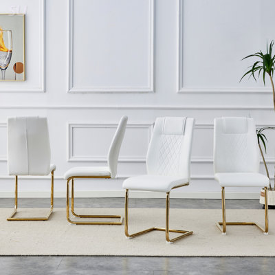 Modern Dining Chairs with Artificial Leather Cushioning, Set of 6 for Kitchens, Living Rooms, and Offices
