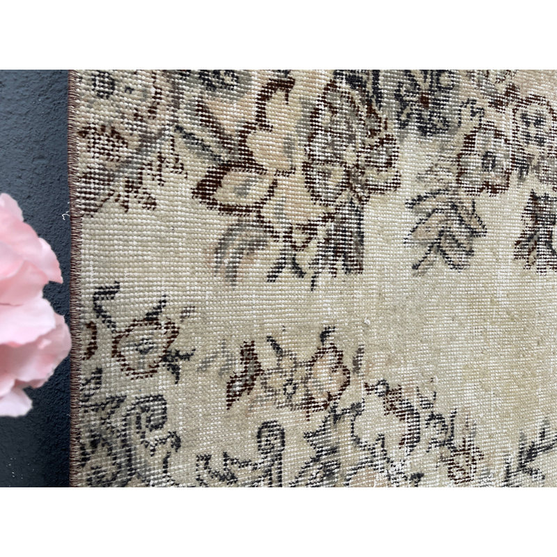 Tapis beige rétro, tapis floral