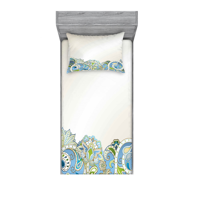 Ensemble de draps à motif floral, Ensemble de draps pour lit simple TG avec drap-hou
