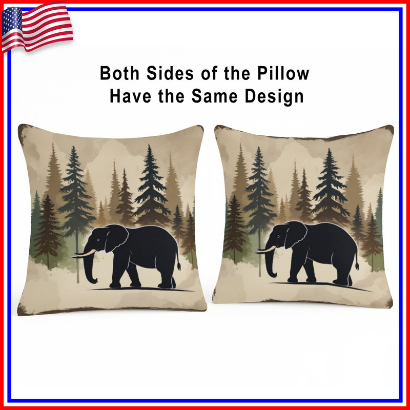 Coussins Elephant In Forest, 26 po x 26 po
