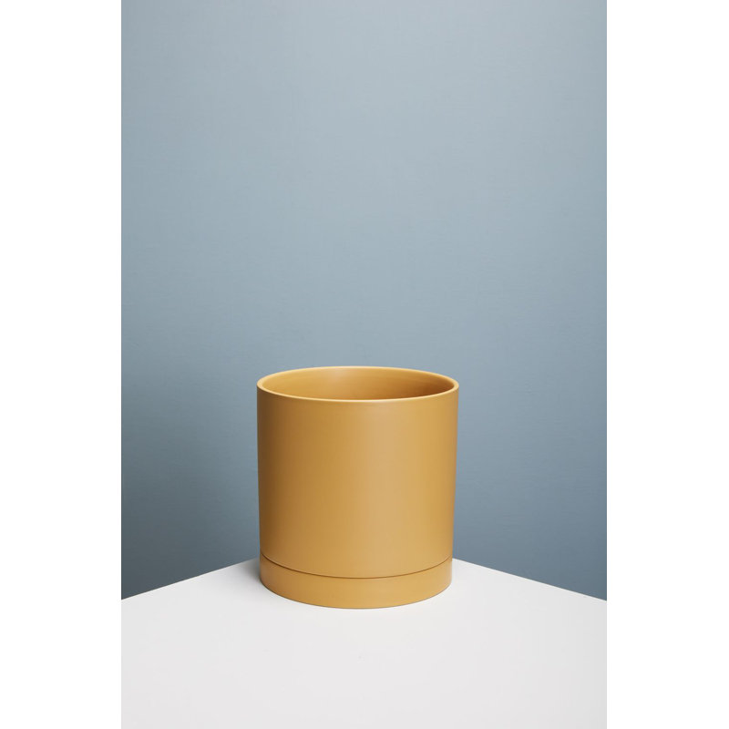Pot de fleurs en céramique Carlotta, Ocre, H 4,75 po x l 4,25 po x P 4,25 po