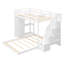 Lit superposé simple au-dessus d'un lit double en blanc - Optimisez l'espace de la chambre à coucher avec des tablettes de rangement pratiques à 3 couches, des tiroirs et des tablettes de tiroir