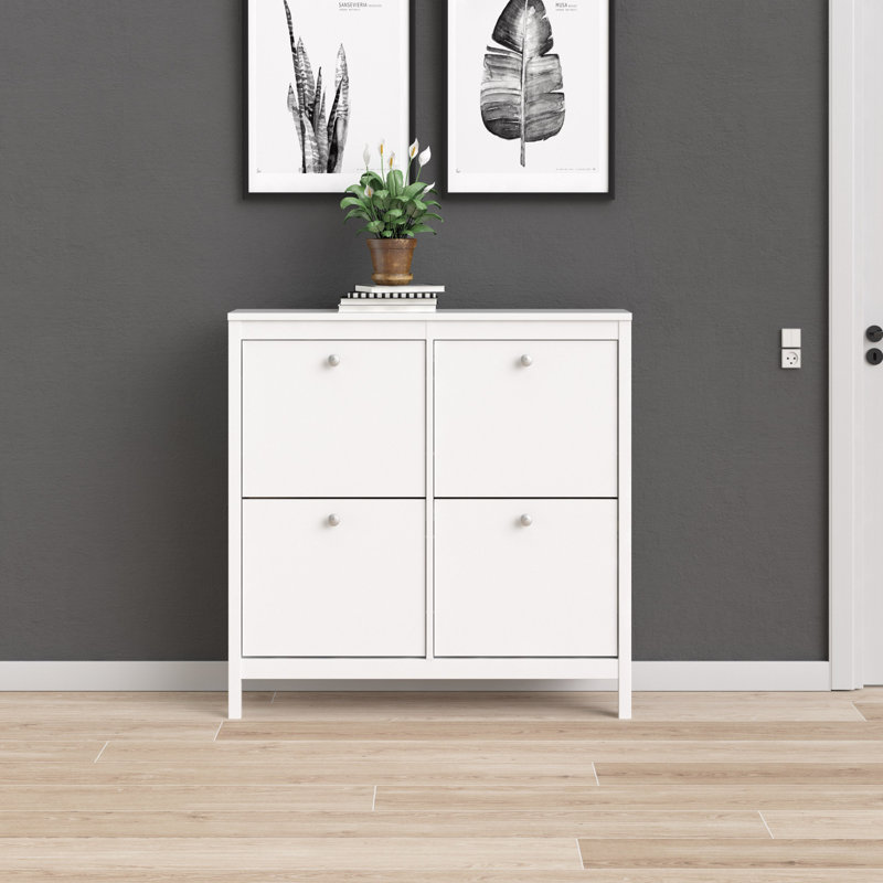 Cynteria 16 Pair Shoe Storage Cabinet, White
