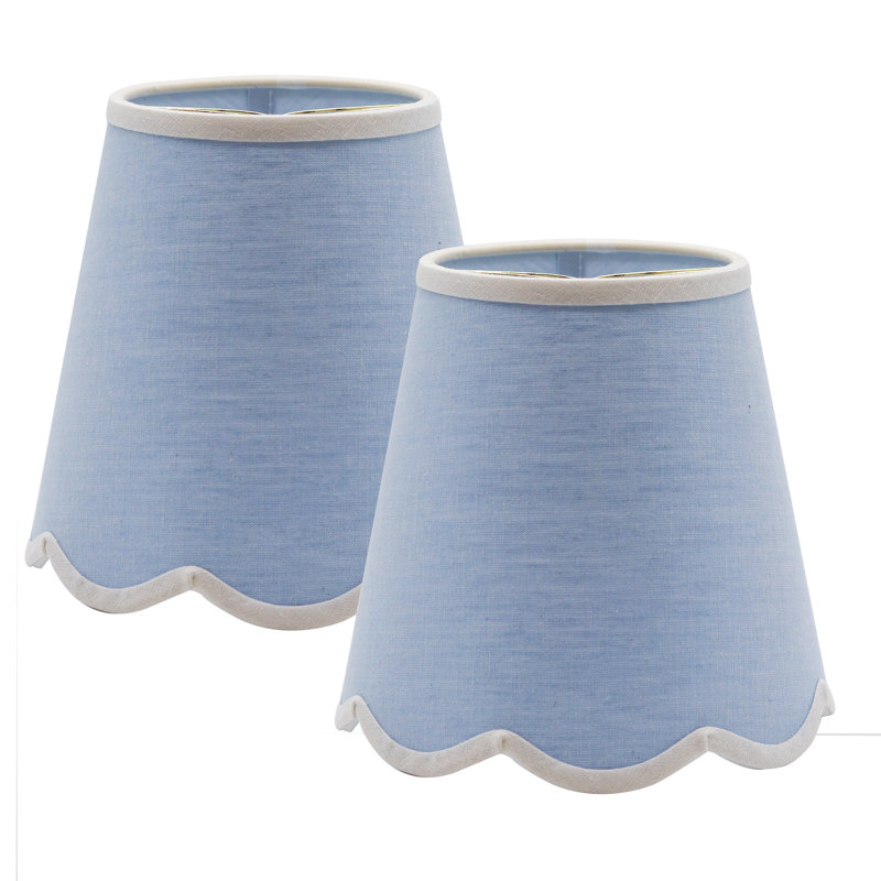 Abat-jour lustre festonné en lin bleu - ensemble de 2, 1,83 m (H) x 1,68 m (L) x 1,22 m (P), Bleu