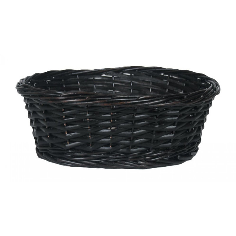 Panier ovale foncé en saule foncé, Noir, noir, noir, noir, H 14 po x l 14 po x P 5 po