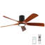 Ventilateur de plafond de 60 po avec éclairage, plafonnier encastré, 5 pales en bois massif, moteur CC réversible silencieux, application et télécommande, DEL à spectre complet à intensité variable, pour salon ou chambre à coucher de 20 pi x 20 pi, conception de plafond sans pente
