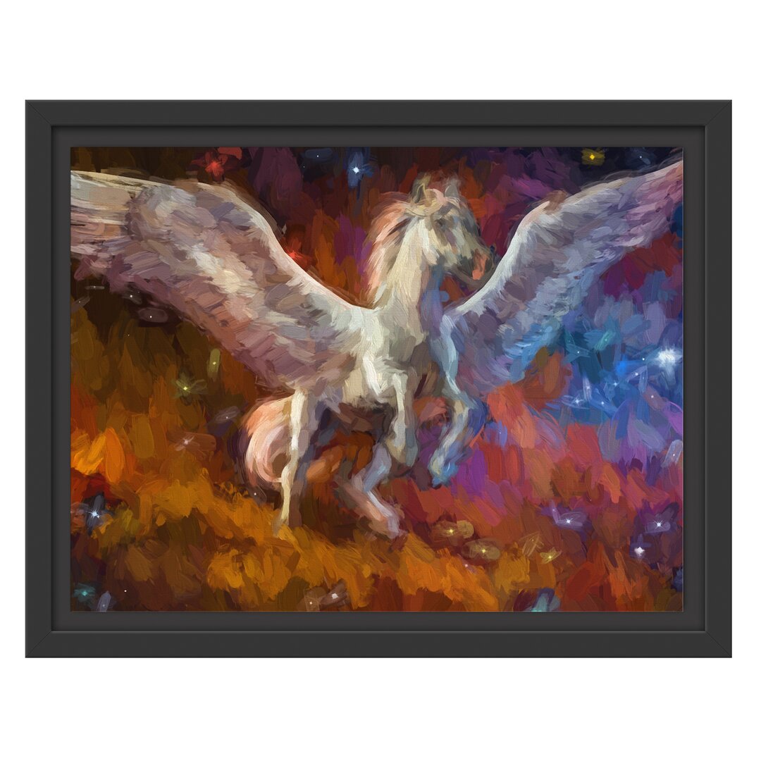 Gerahmtes Wandbild Pegasus mit Engelsflügel