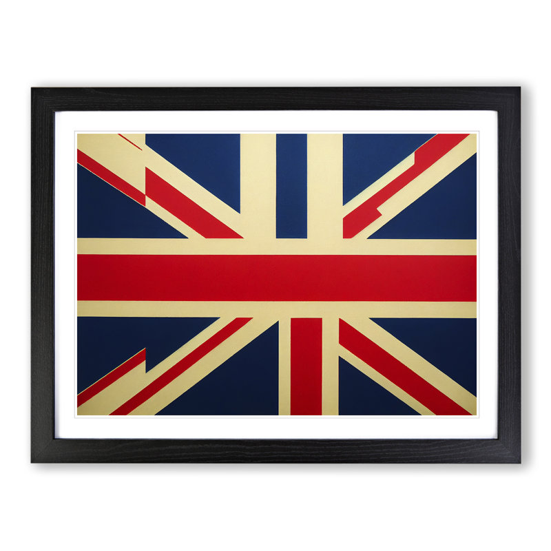 XH1022-6210X Modern Union Jack Flag Vol.2 - Single Picture Frame Print, 46cm H x 64cm W x 2cm D, Black Framed