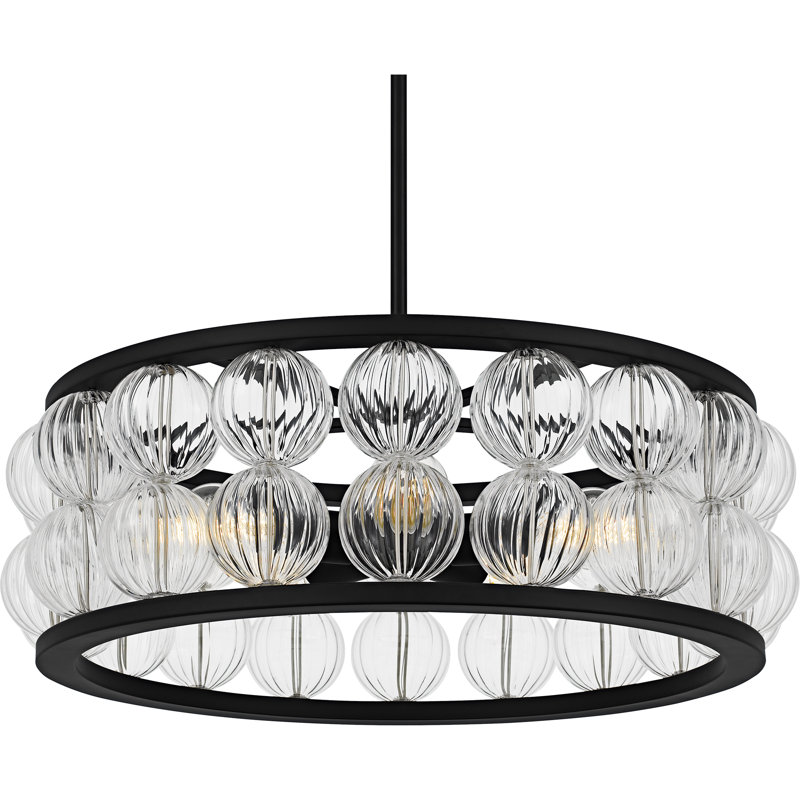 Luminaire suspendu 5 lumières Jadan, Noir mat
