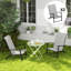 Ensemble de 2 chaises de patio pliantes - Chaises de salle à manger d'extérieur portatives avec dossier haut et accoudoirs, gris, pliables à plat pour le rangement